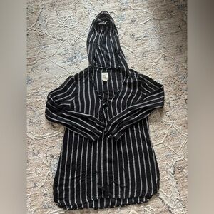 Billabong Same Story Hoodie‎ Black White Stripe 100% Cotton Beach Size Medium